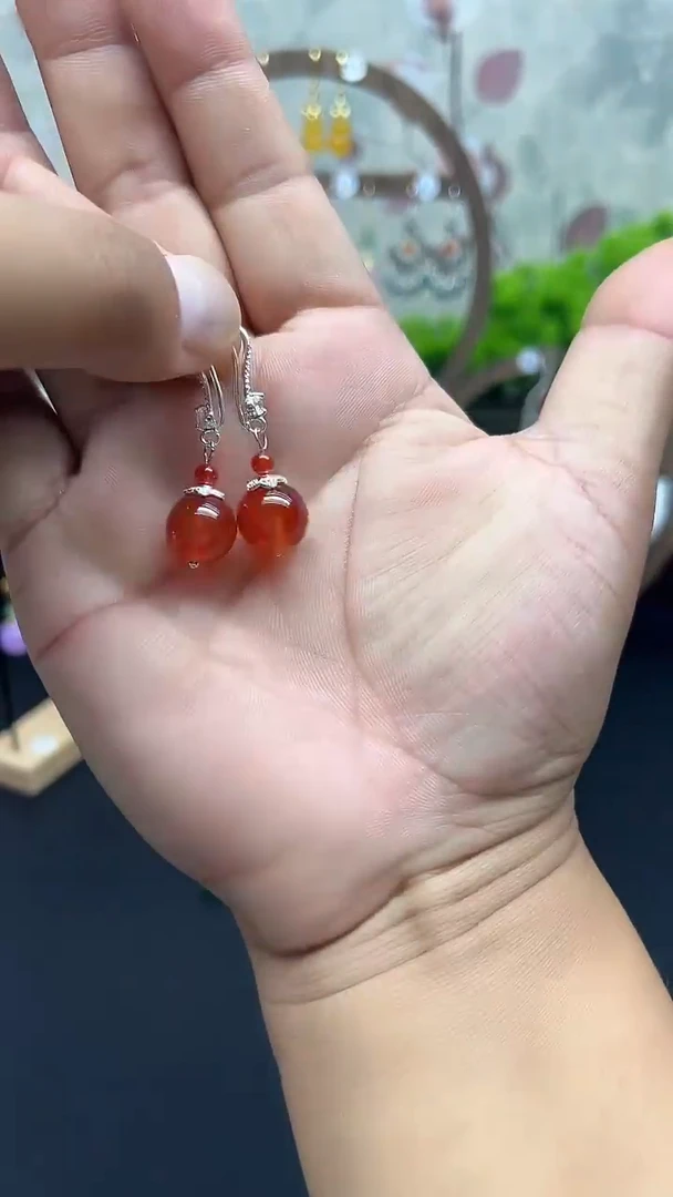 银S925镶嵌耳饰玛瑙/玉髓177