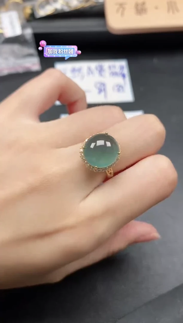 翡翠戒指银S925镶嵌51511