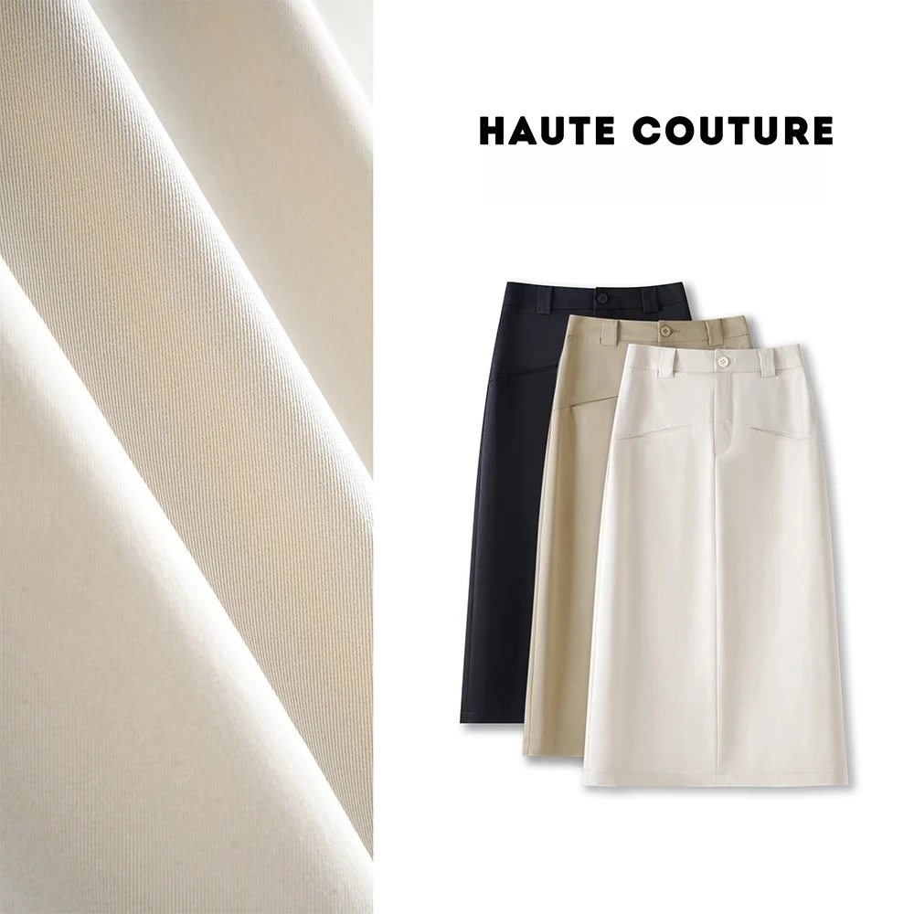 夏季新款后开叉A字裙不易皱舒柔特半身裙863