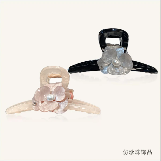 【铂思亚】柔雾玫瑰双色甜美清新气质抓夹 DR0033粉+黑