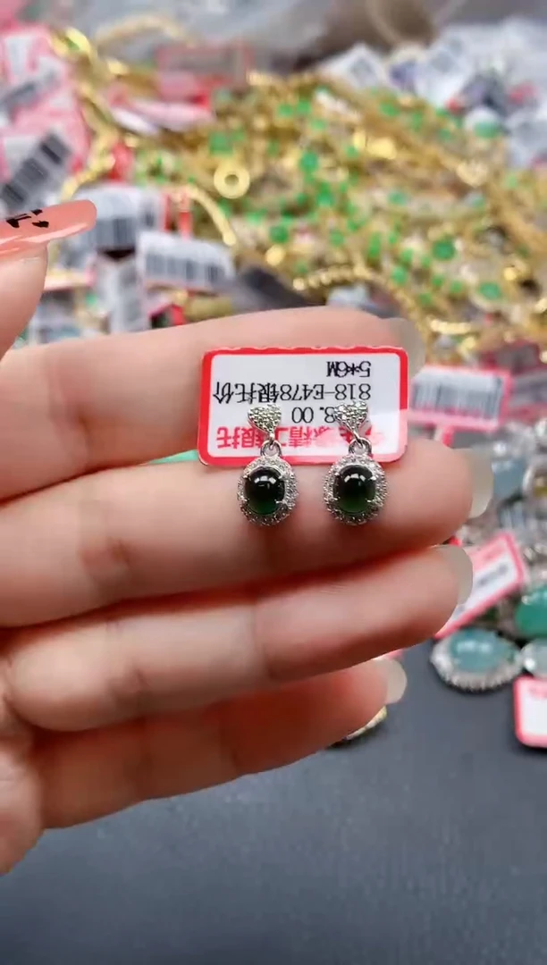 银S925镶嵌戒指翡翠天然A货缅甸翡翠