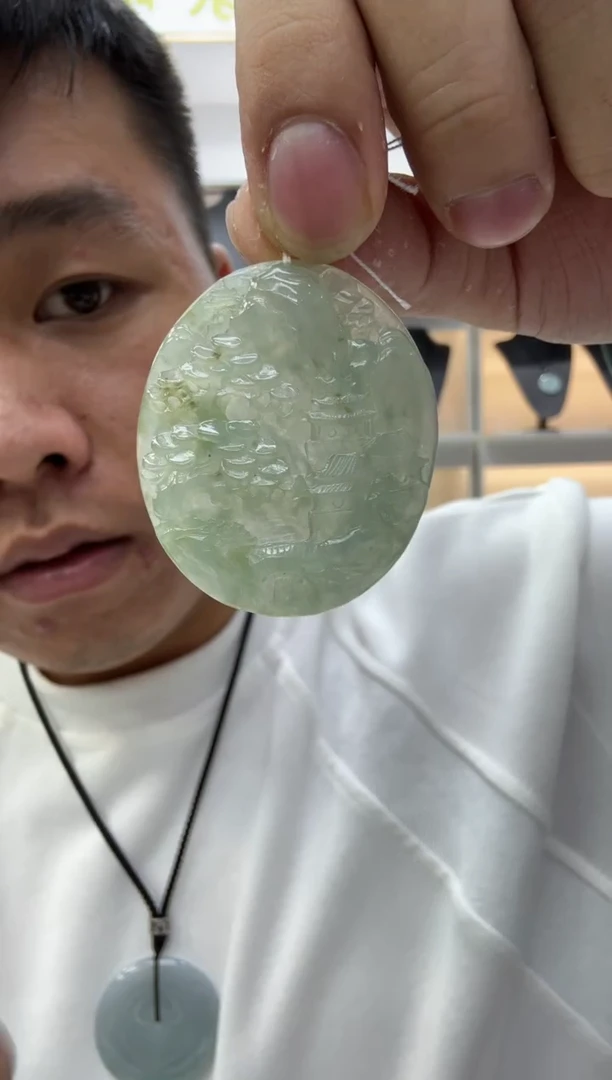 颈饰未镶嵌翡翠天然翡翠A货孤品一件