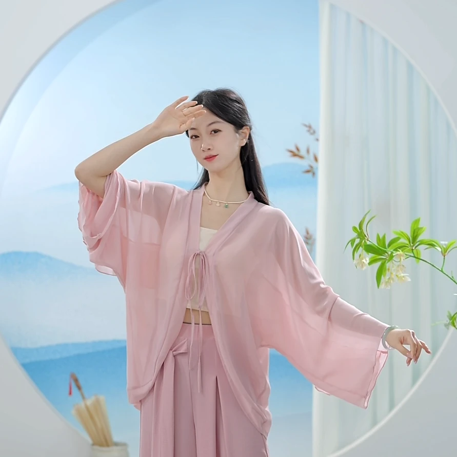 3750 D廓形系带开衫现代成人舞蹈服女款上衣练功形体新款日常