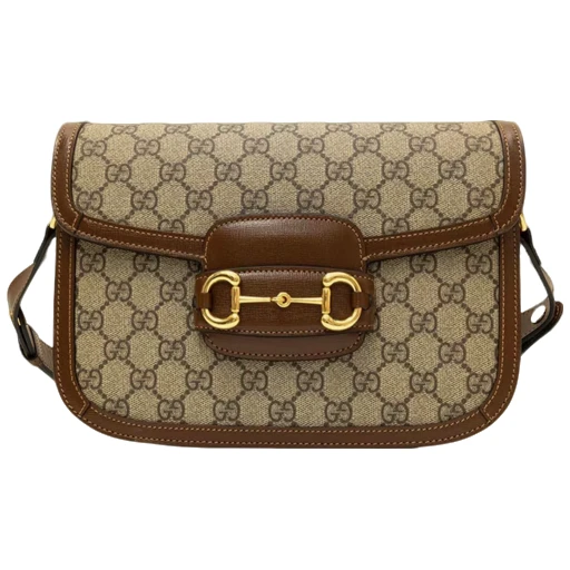 99新 GUCCI/古驰 1955系列棕色中号马鞍包 焦糖色
