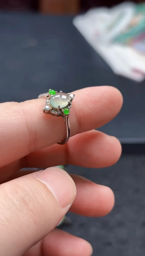 银S925镶嵌戒指翡翠戒指