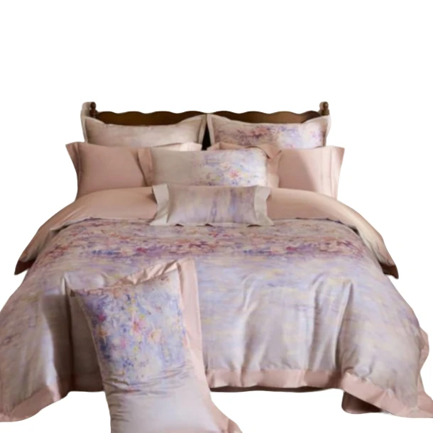 轻奢潘神秘境暮粉色 100支长绒棉数码印花床上用品四件套