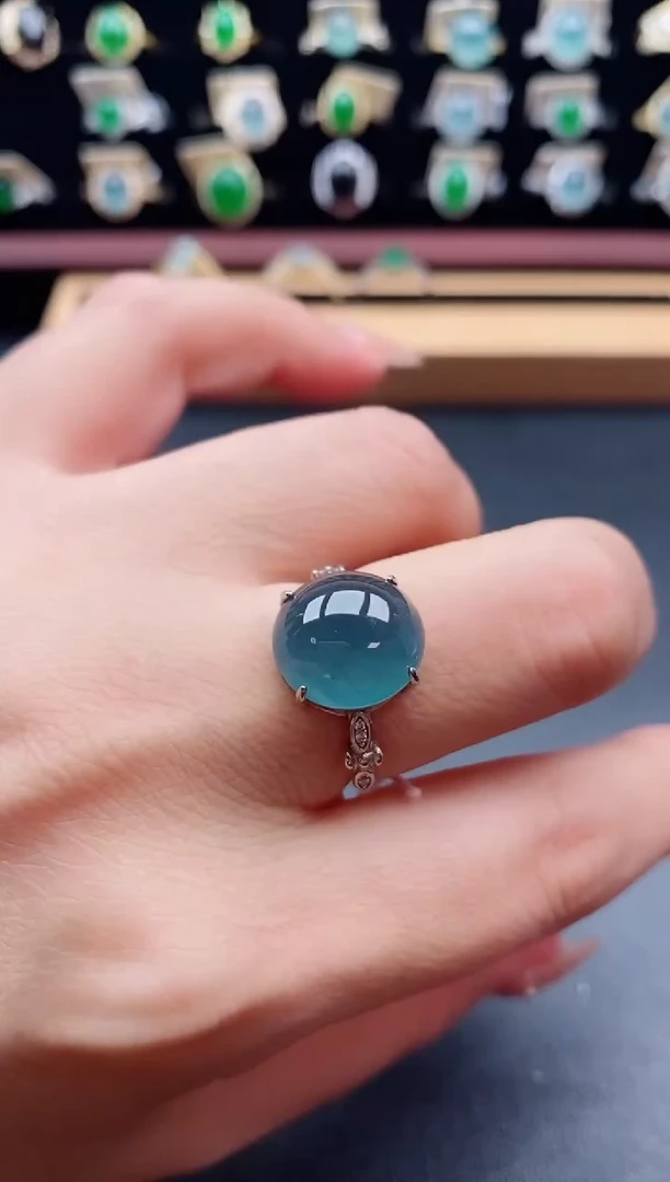 银S925镶嵌戒指翡翠1