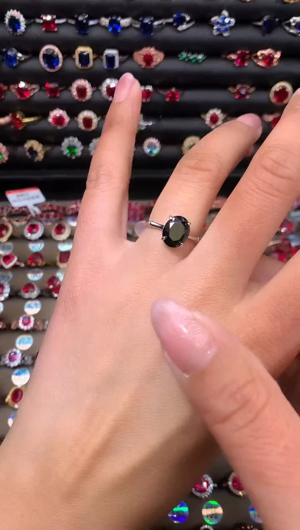 【闪购商品】蓝宝石戒指银S925镶嵌竹节山蓝