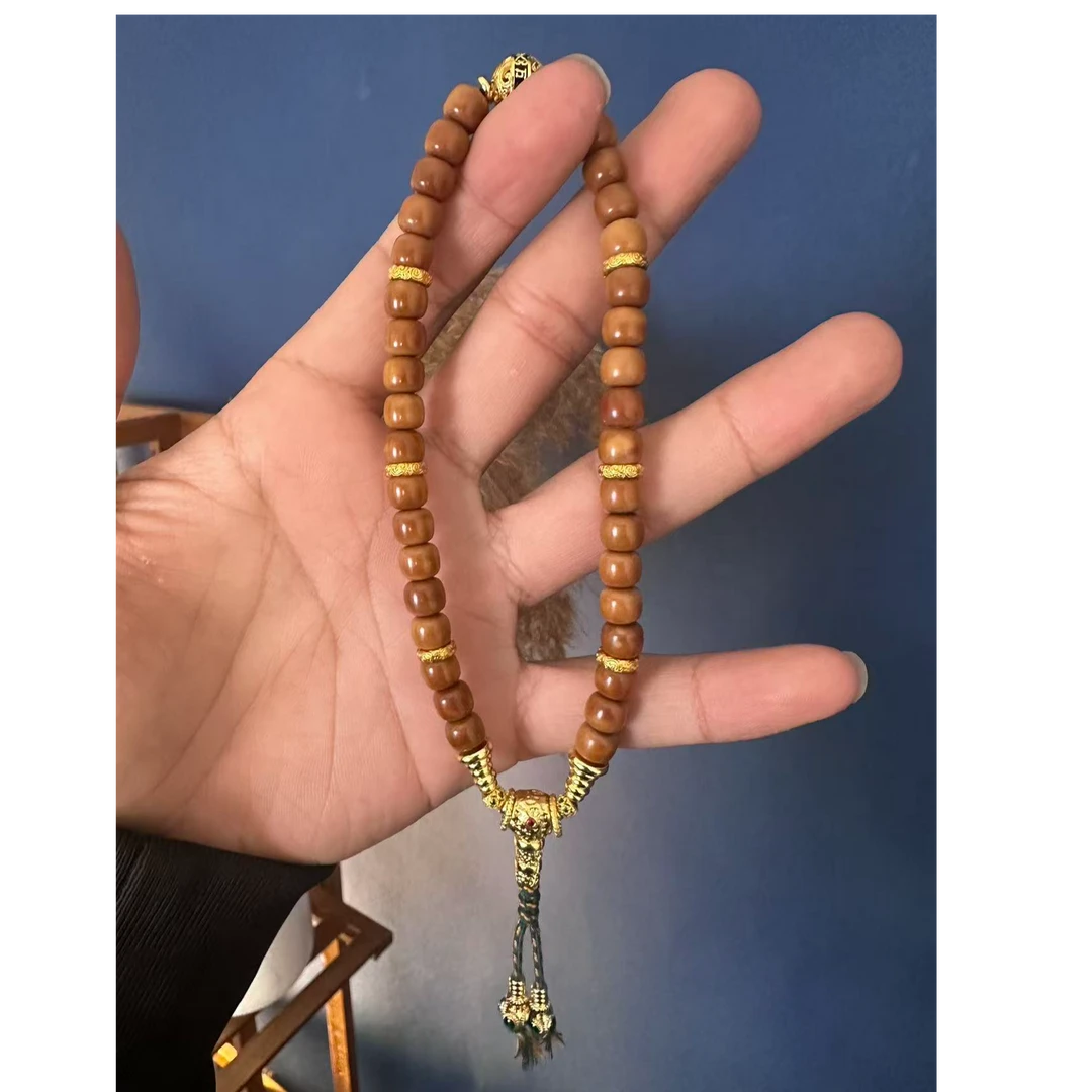 清玥出品  [纯天然龙脊菩提]  龙脊金韵  36颗手持款