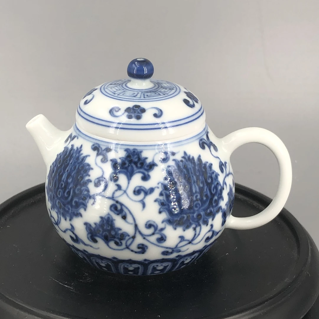 元煦丨青花西番莲小提梁壶 160ml景德镇陶瓷