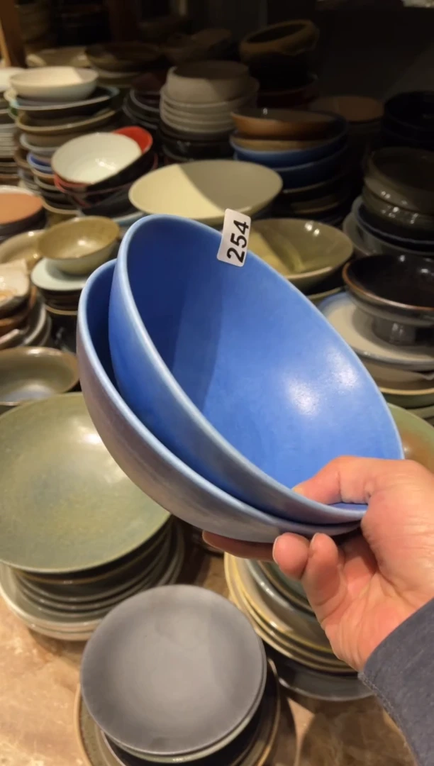 【闪购商品】瓷片254汝蓝手工面碗1个