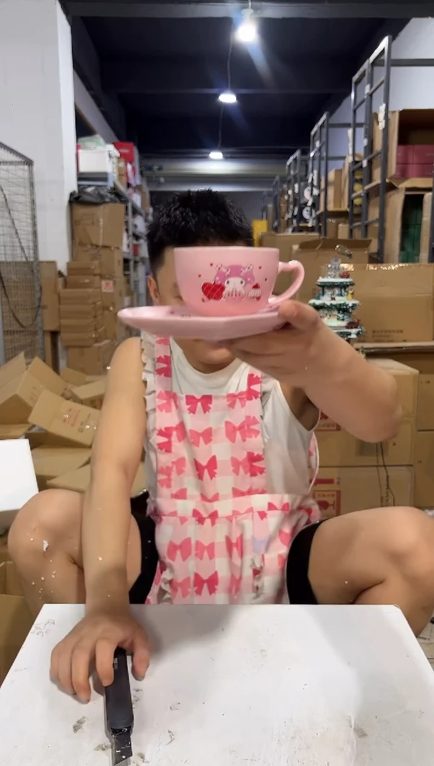 瓷片美乐蒂一杯一碟 开片