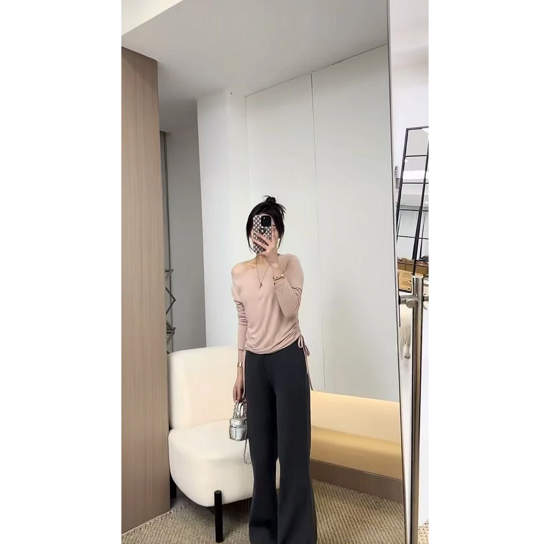 【梓铭】2507~亲肤褶皱三穿体恤上衣女 现货秒发