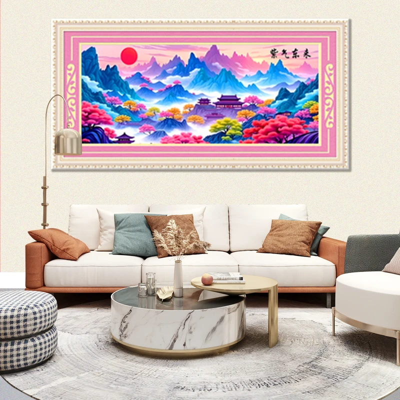 十字绣2025新款手工套件满绣自己绣客厅装饰中式风景名画紫气东来