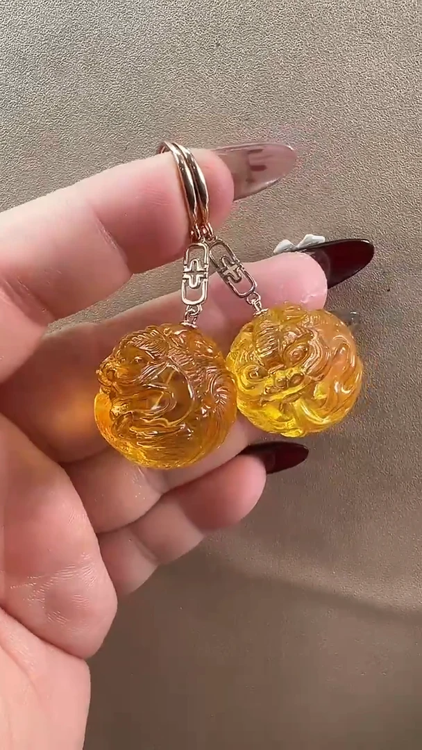 【闪购商品】琥珀耳饰未镶嵌耳环