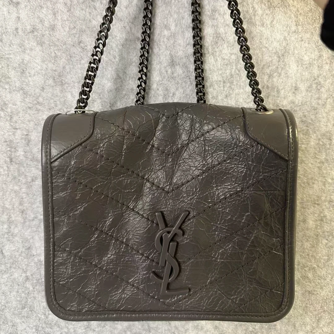 99新 YSL/圣罗兰 niki灰色mini/链条包/甄选