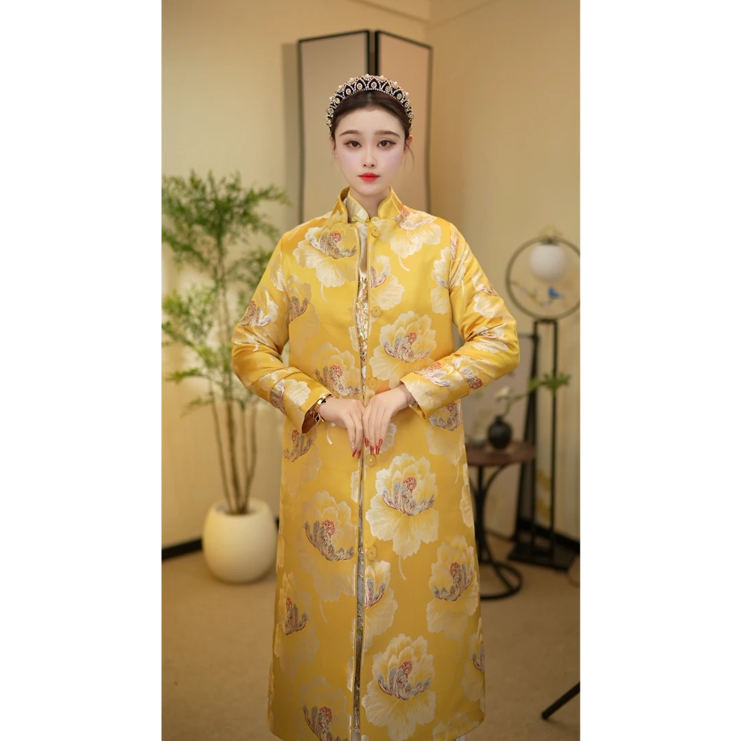 2024冬季新款【半月】亮色系国风古韵重工提花刺绣外套风衣HS24885