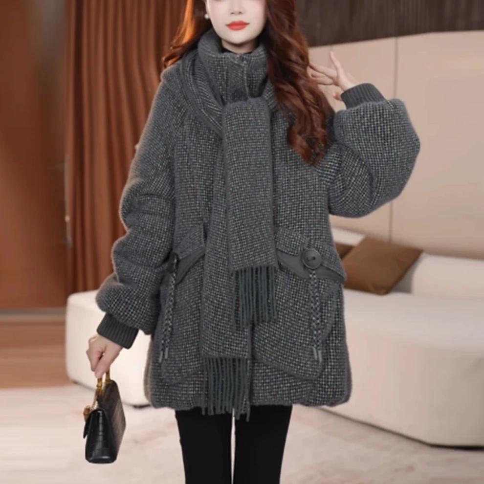 星辰冬季白鸭绒羽绒服中长款百搭新款时尚莫瑞系穿搭休闲保暖女装