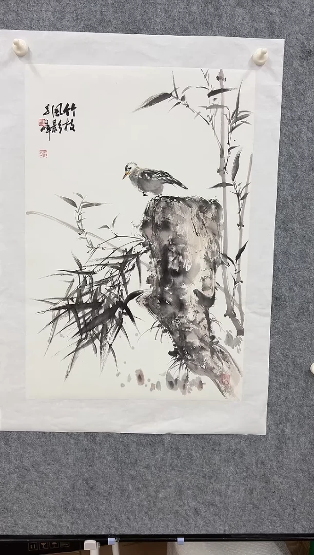 国画李文峰四尺三开花鸟