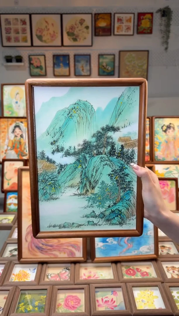 国画悠然见南山 手绘国画A4