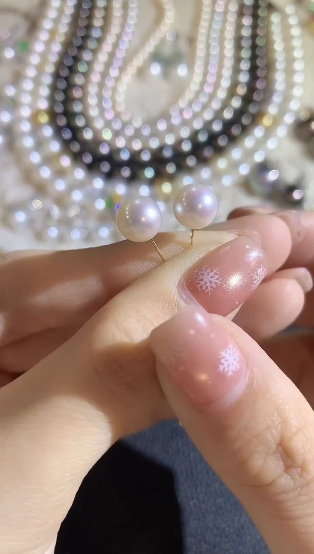 18K金镶嵌耳饰海水珍珠C2 多样性发货一件