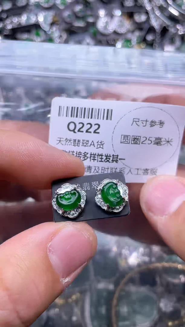 【闪购商品】翡翠颈饰未镶嵌Q222耳钉