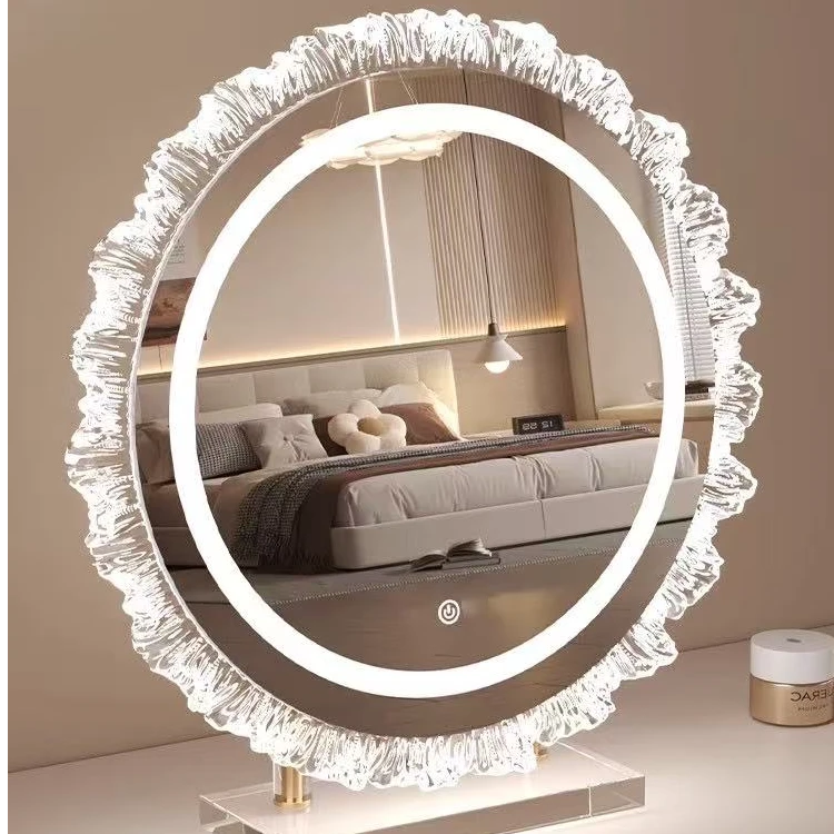 化妆镜水晶智能亚克力补光灯桌面梳妆镜2025年最新款镜子化妆镜