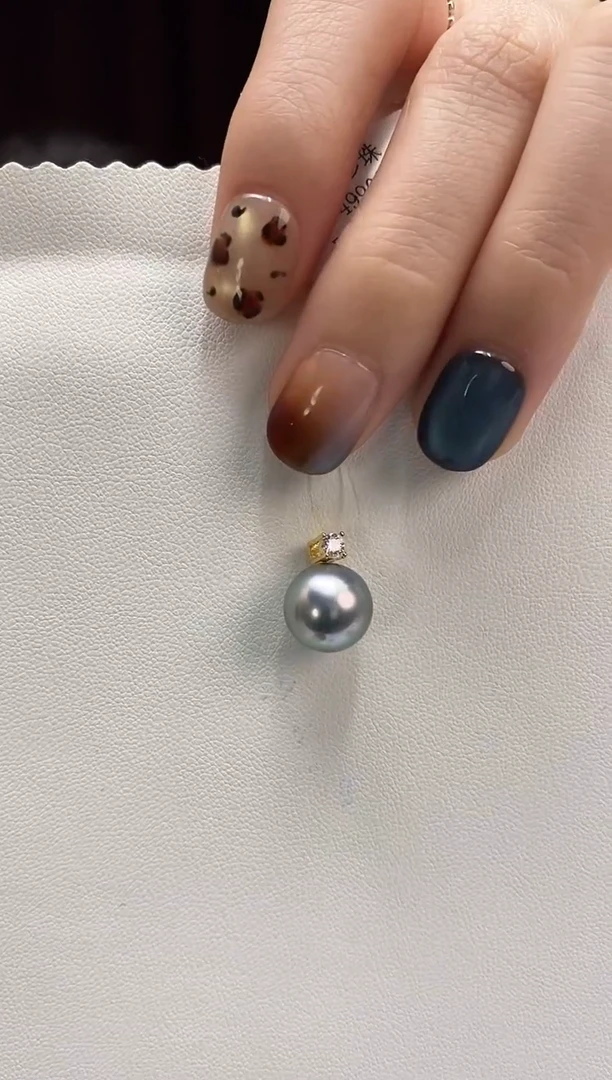 吊坠(不含链)银S925镶嵌海水珍珠10-11大溪地黑珍珠吊坠