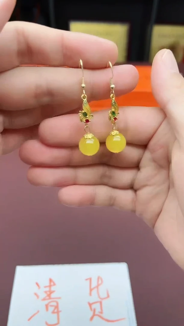 玛瑙/玉髓耳饰银S925镶嵌318000