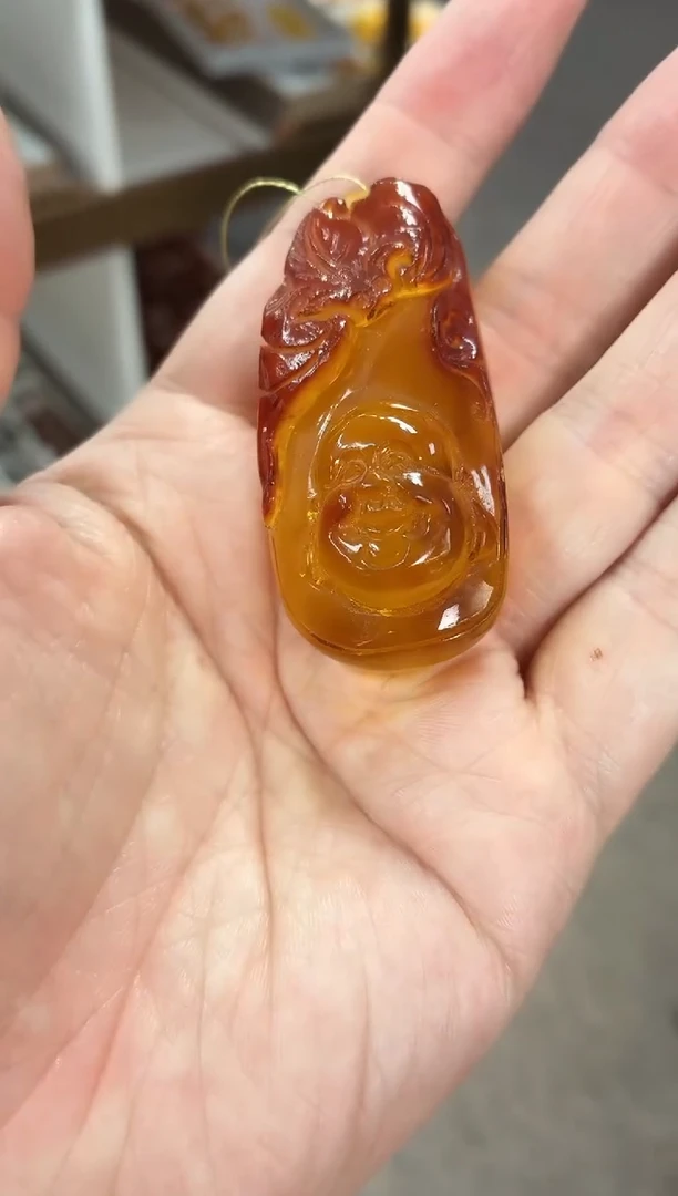 琥珀颈饰未镶嵌吊坠20G