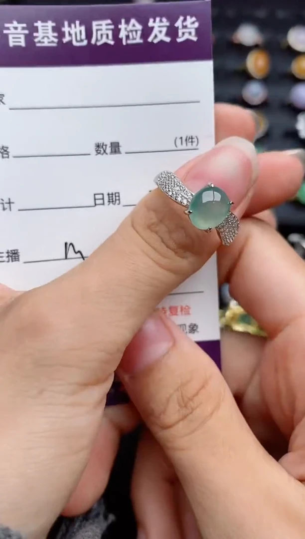 银S925镶嵌戒指翡翠...