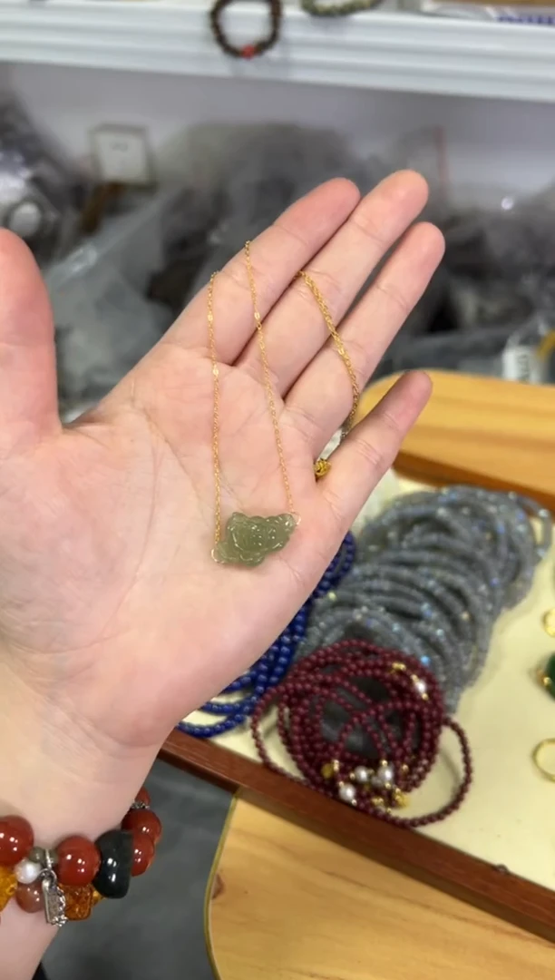 【闪购商品】和田玉颈饰银S925镶嵌和田玉牡丹花银项链[0533]