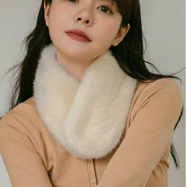 新款男女同款整皮水貂毛围巾秋冬保暖脖套吸扣毛领气质围脖真毛