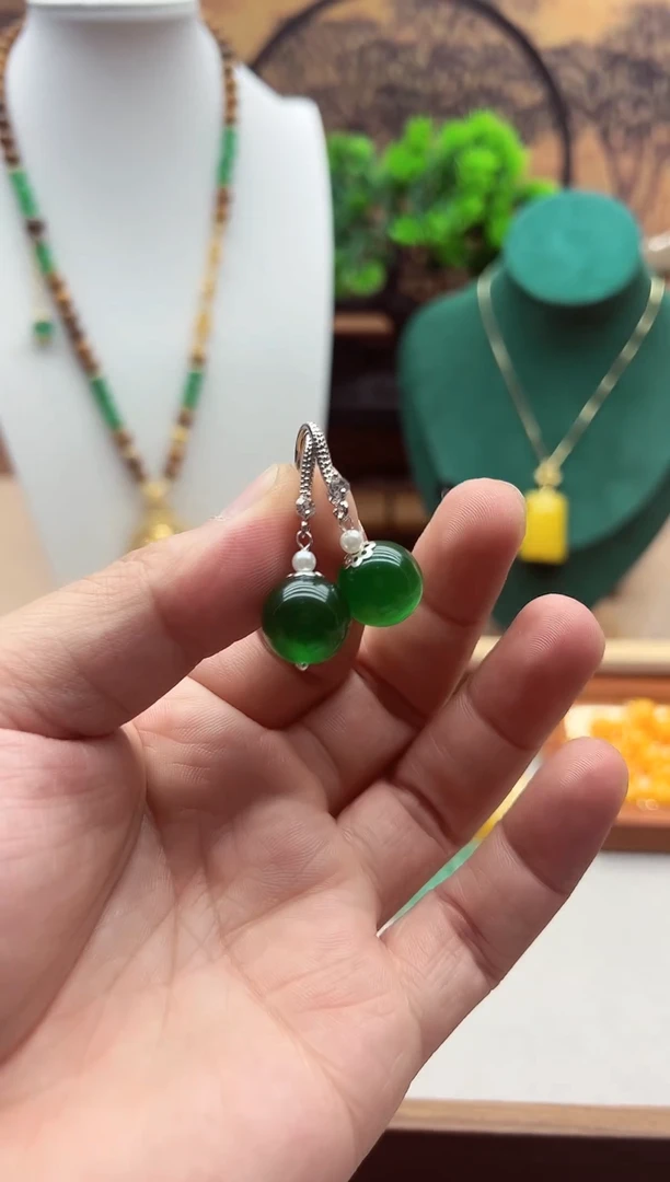 【闪购商品】碧玺猫眼耳饰银S925镶嵌E371     