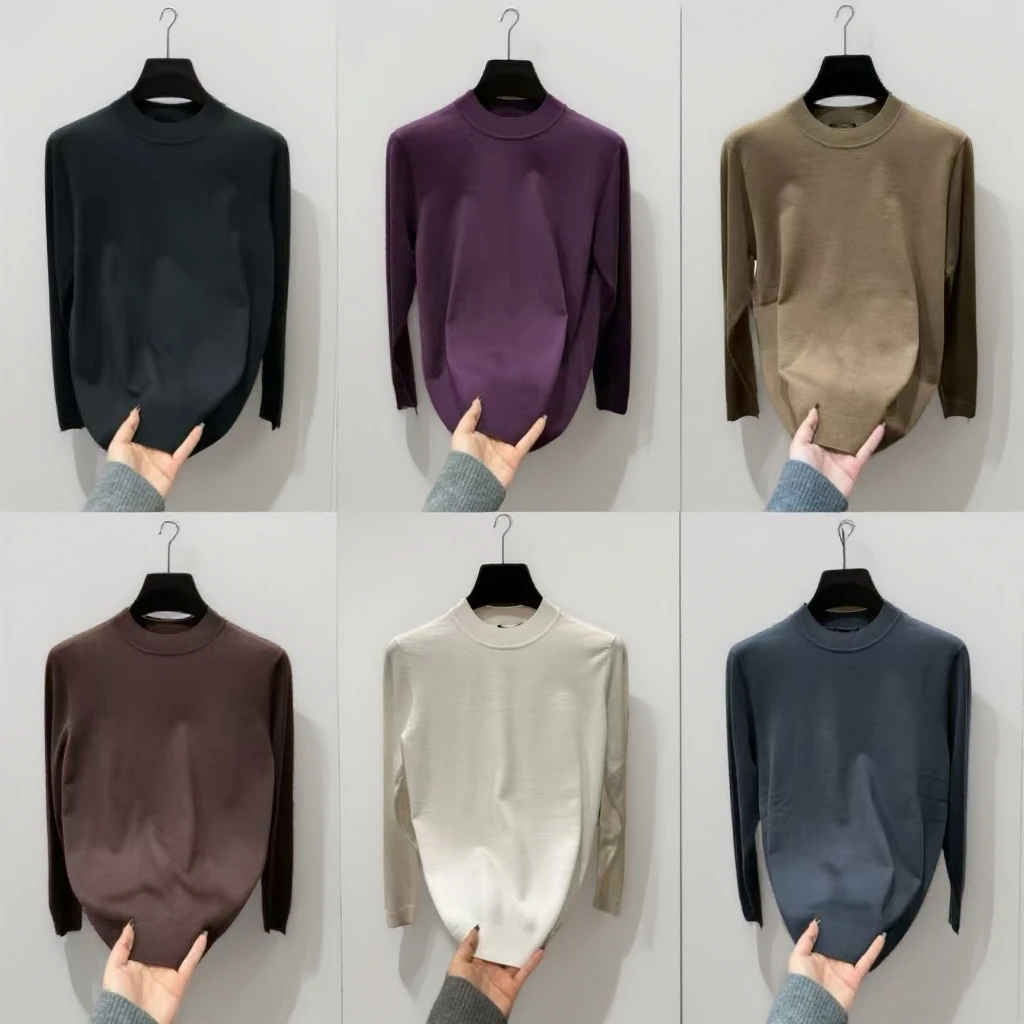 男士秋冬新款小立领针织衫简约百搭