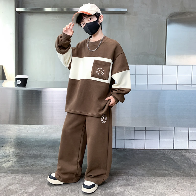 MK&UR.BV男童秋装套装2025新款大童秋季宽松男孩春秋款儿童酷帅