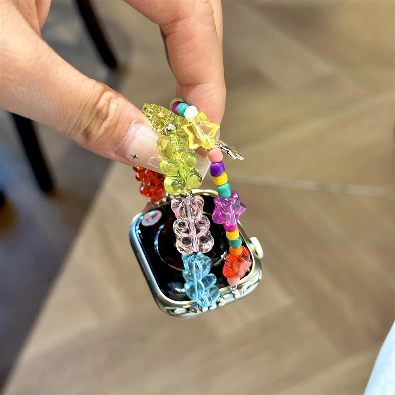 IKOK 适用于苹果iwatchs10表带新款applewatch多巴胺弹力糖果小熊