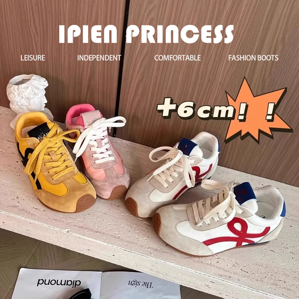 百搭运动6cm时尚女款德训鞋春季新款时尚内增高休闲鞋慢跑阿甘鞋