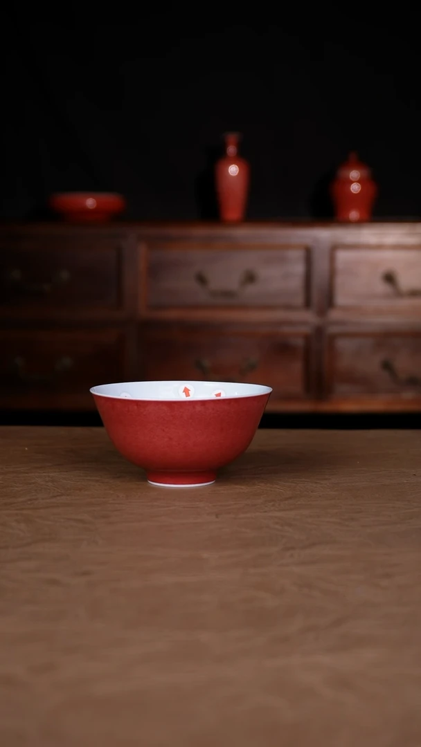 杯子瑕疵豇豆红景德镇陶瓷