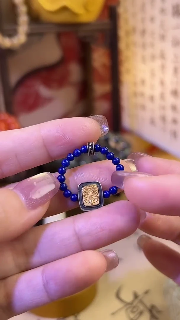 银S925镶嵌青金石戒指青金石扎基拉姆戒指