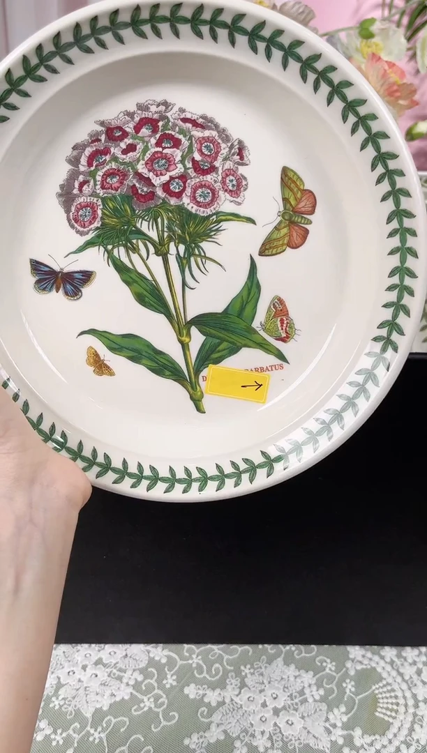 陶微瑕30：21.5cm餐盘-石竹花（大黑点）