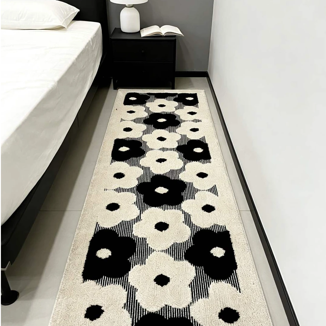 床边毯出口外贸订单胖花植绒立体提花加厚卧室飘窗毯防滑亲肤地垫