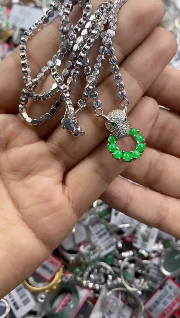 银S925镶嵌戒指翡翠12                9