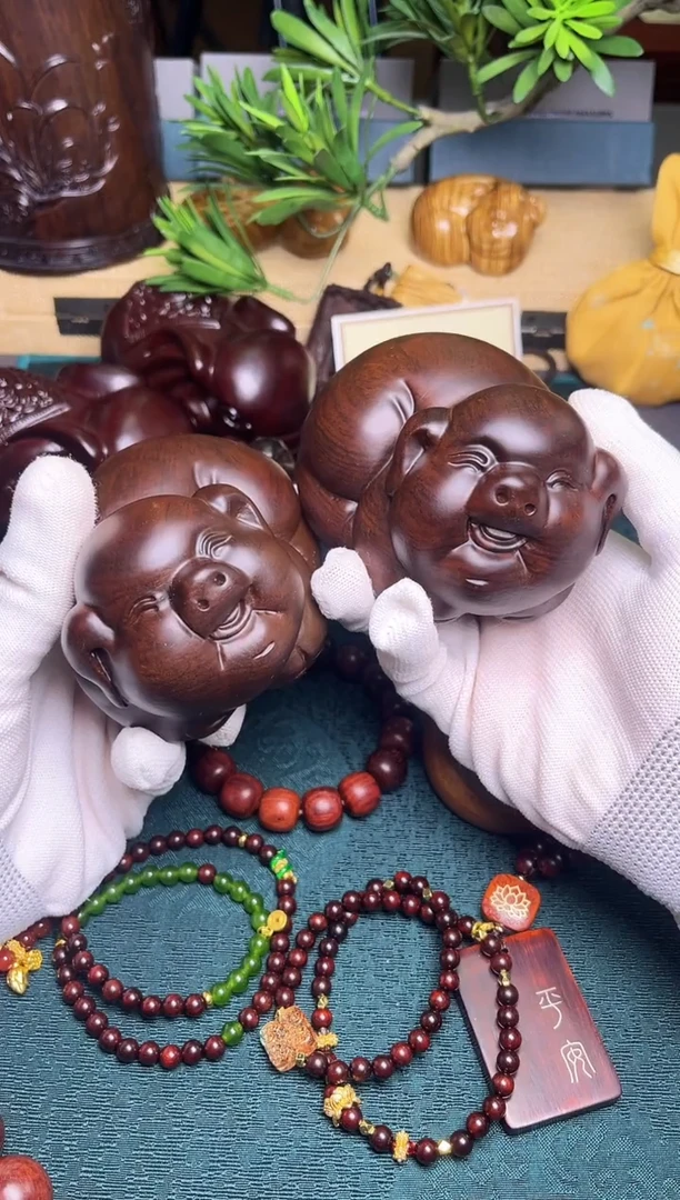 【闪购商品】乌木类成套家具黑檀小猪一对