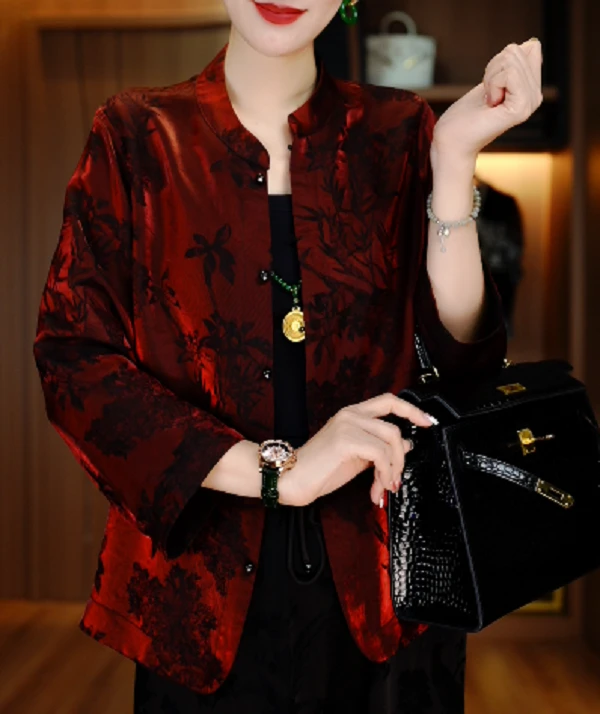 诺诗 新款洋气宽松显瘦优雅轻奢气质印花百搭小衫V25P753