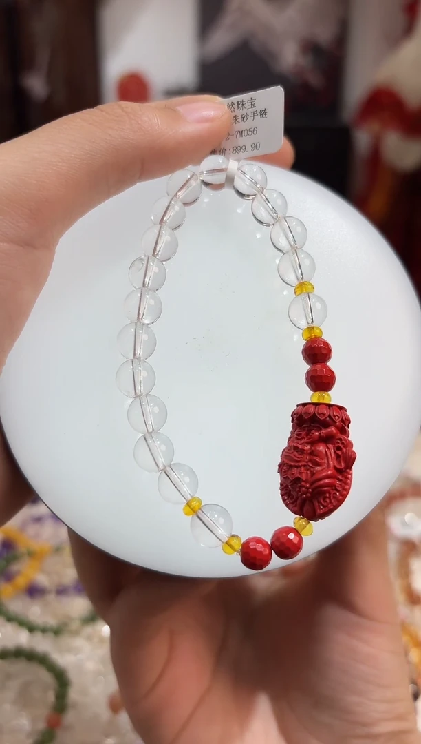 手串未镶嵌水晶KQ1560白水晶朱砂手链多样性发一
