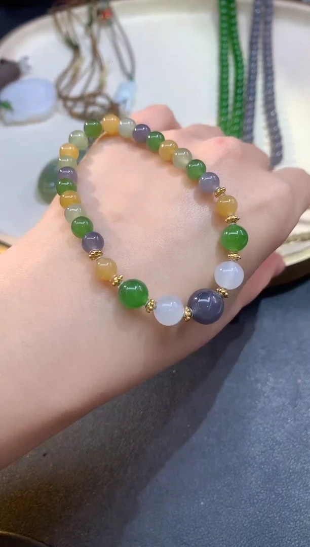 银S925镶嵌手串和田玉A175|多样性发货一件|780