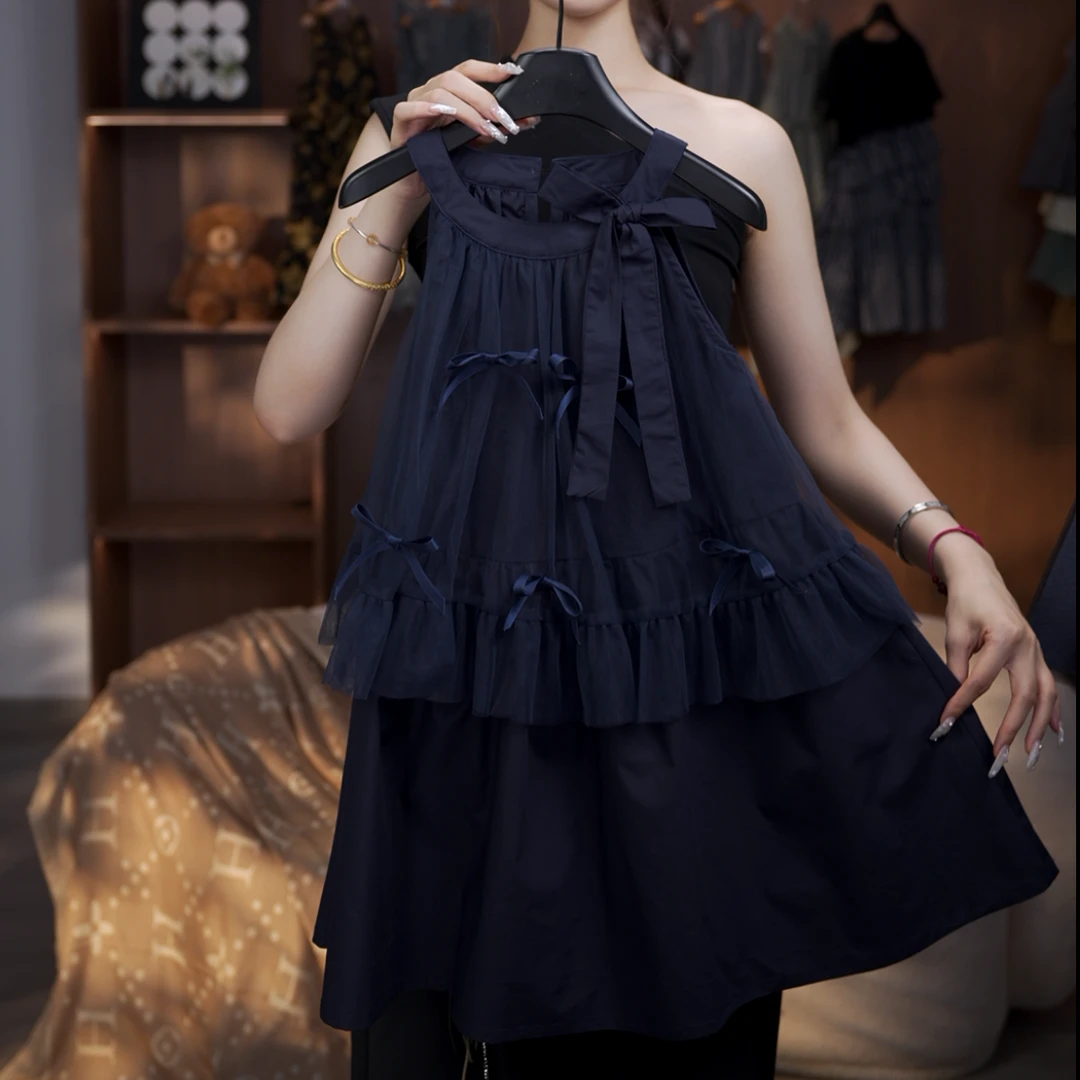 【有木】夏季女中国风休闲风蝴蝶无袖连衣裙吊带裙公主裙