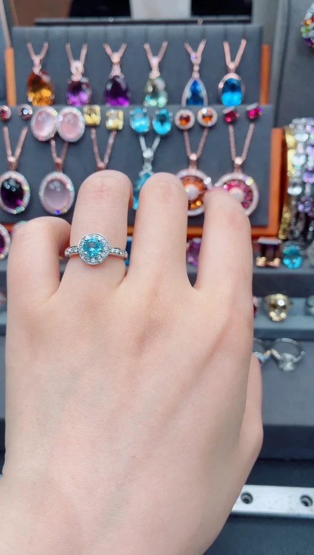 银S925镶嵌托帕石戒指托帕石戒指 14#