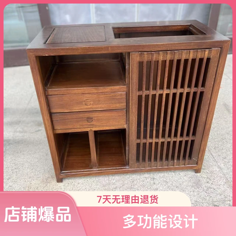 新中式推拉门茶水柜 ，可用在干泡台茶桌边上或沙发边上